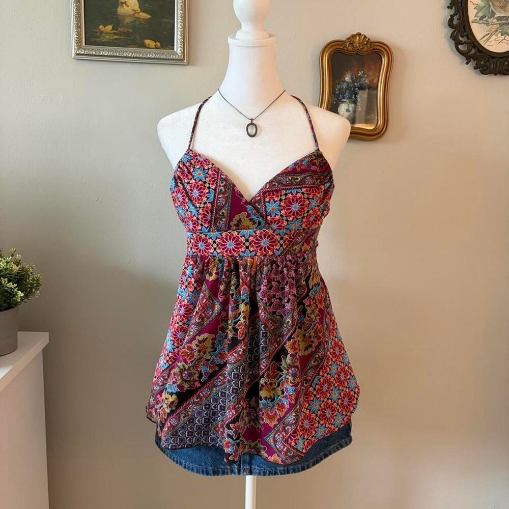 Vintage 2000s Rampage Paisley Halter Top